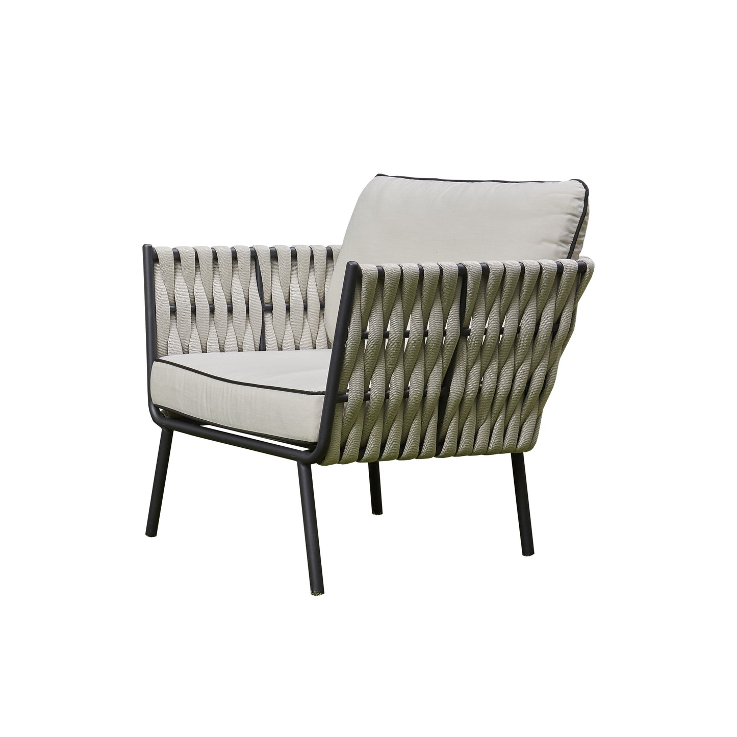 2026 Pinoso Aluminium & Rope Lounge Outdoor Garden Set Cream Beige with table