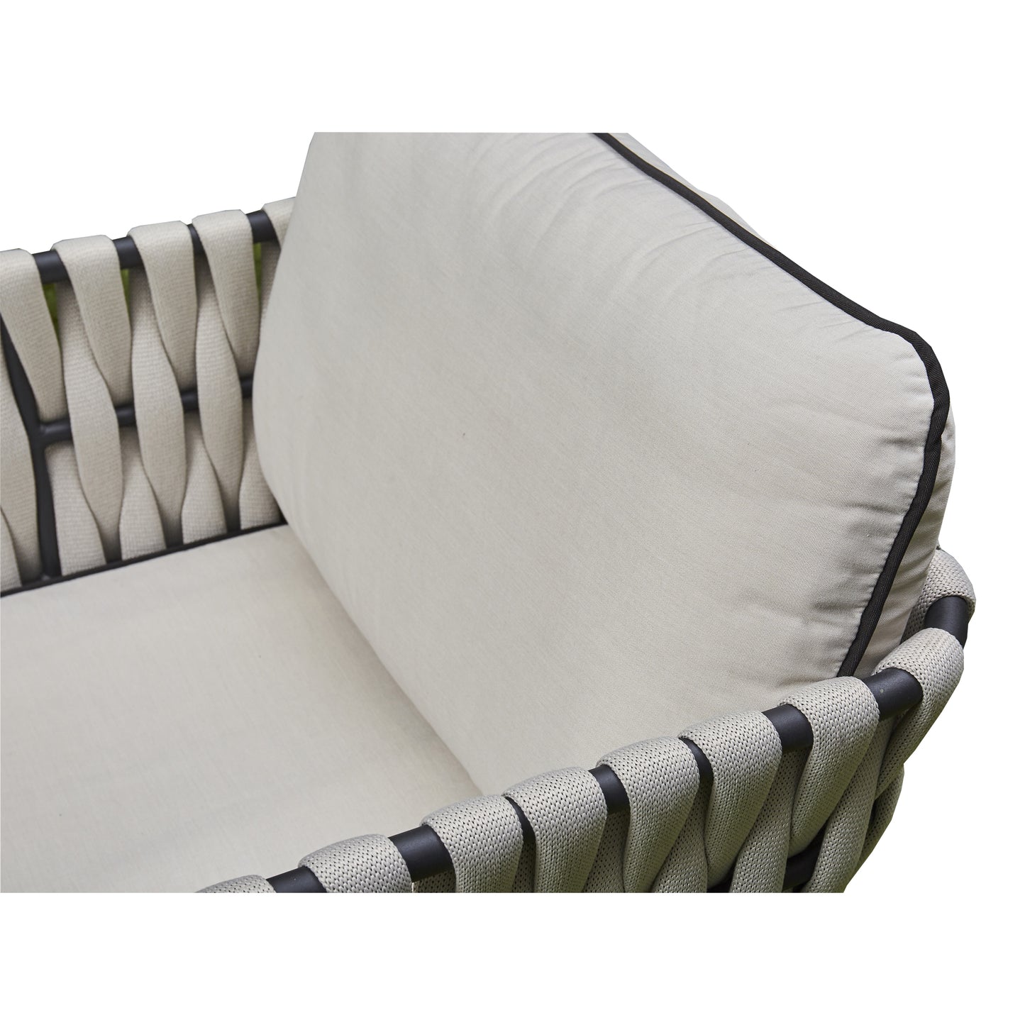 2026 Pinoso Aluminium & Rope Lounge Outdoor Garden Set Cream Beige with table