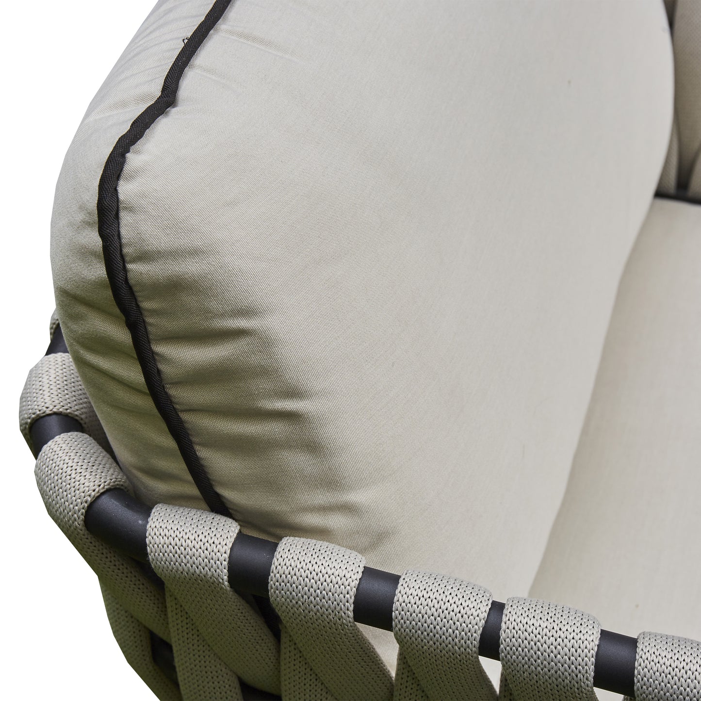 2026 Pinoso Aluminium & Rope Lounge Outdoor Garden Set Cream Beige with table