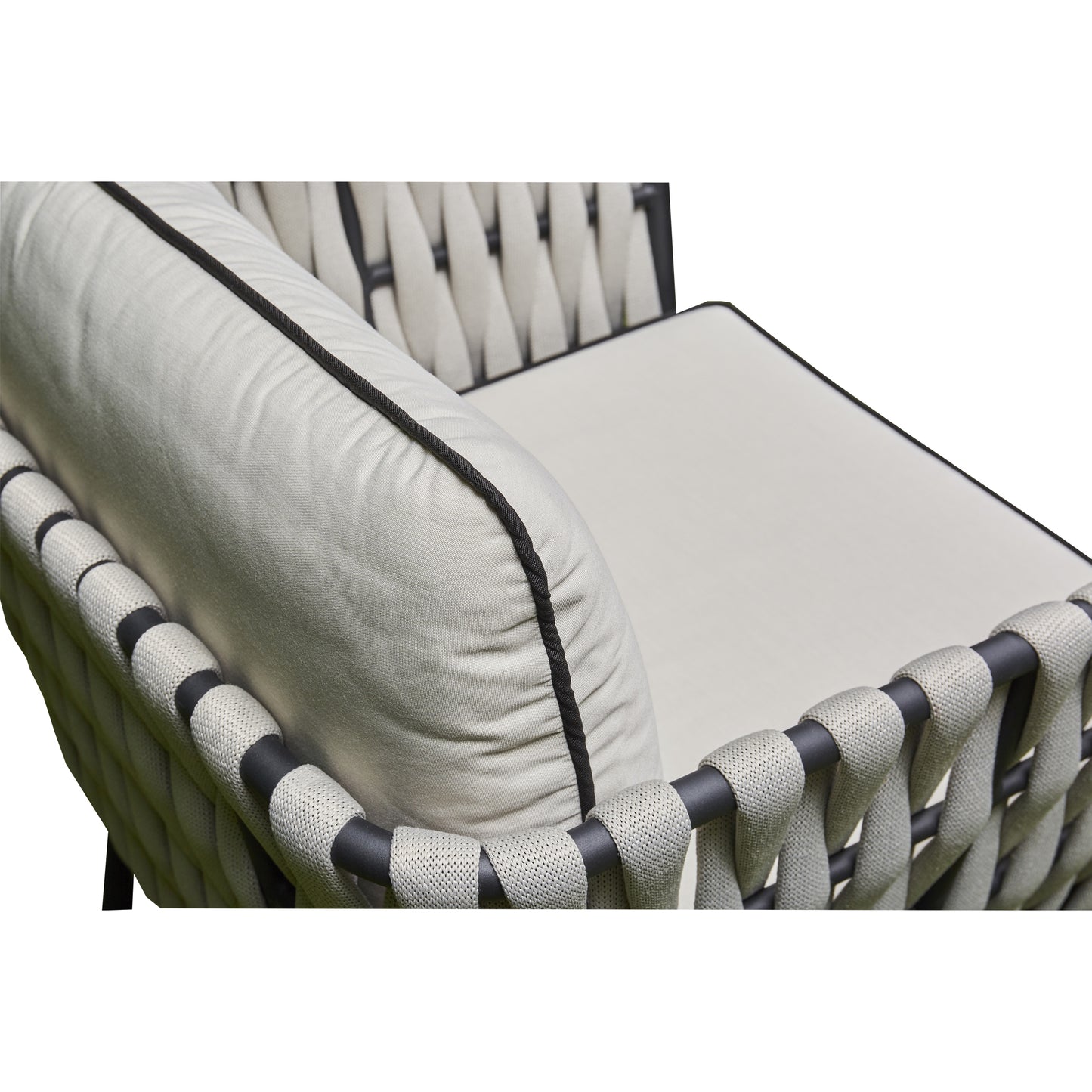 2026 Pinoso Aluminium & Rope Lounge Outdoor Garden Set Cream Beige with table