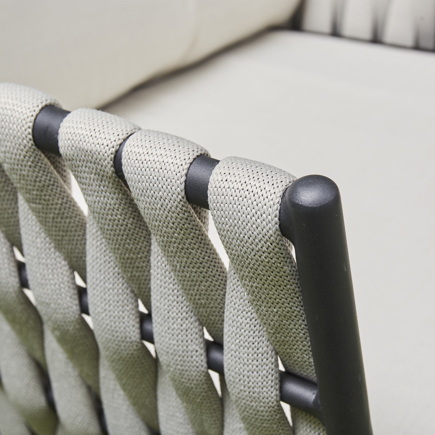 2026 Pinoso Aluminium & Rope Lounge Outdoor Garden Set Cream Beige with table