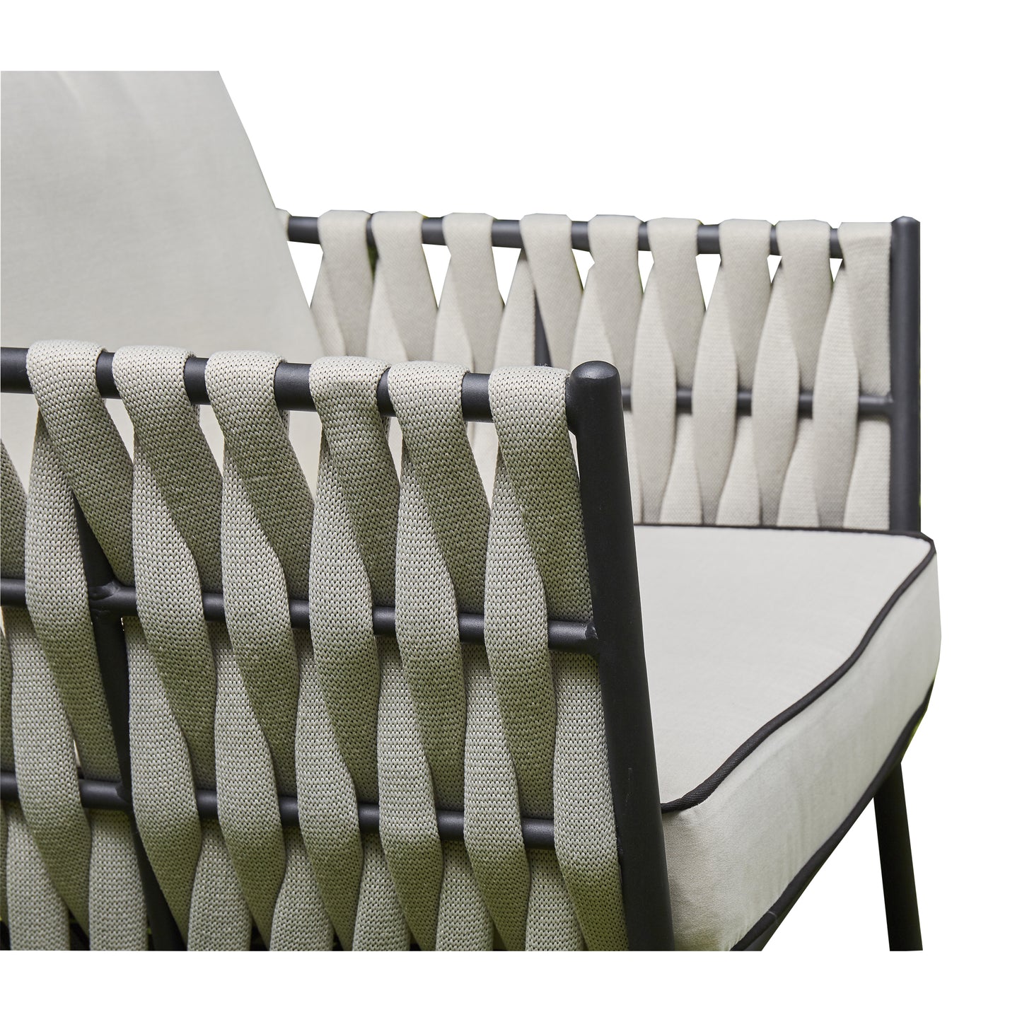 2026 Pinoso Aluminium & Rope Lounge Outdoor Garden Set Cream Beige with table