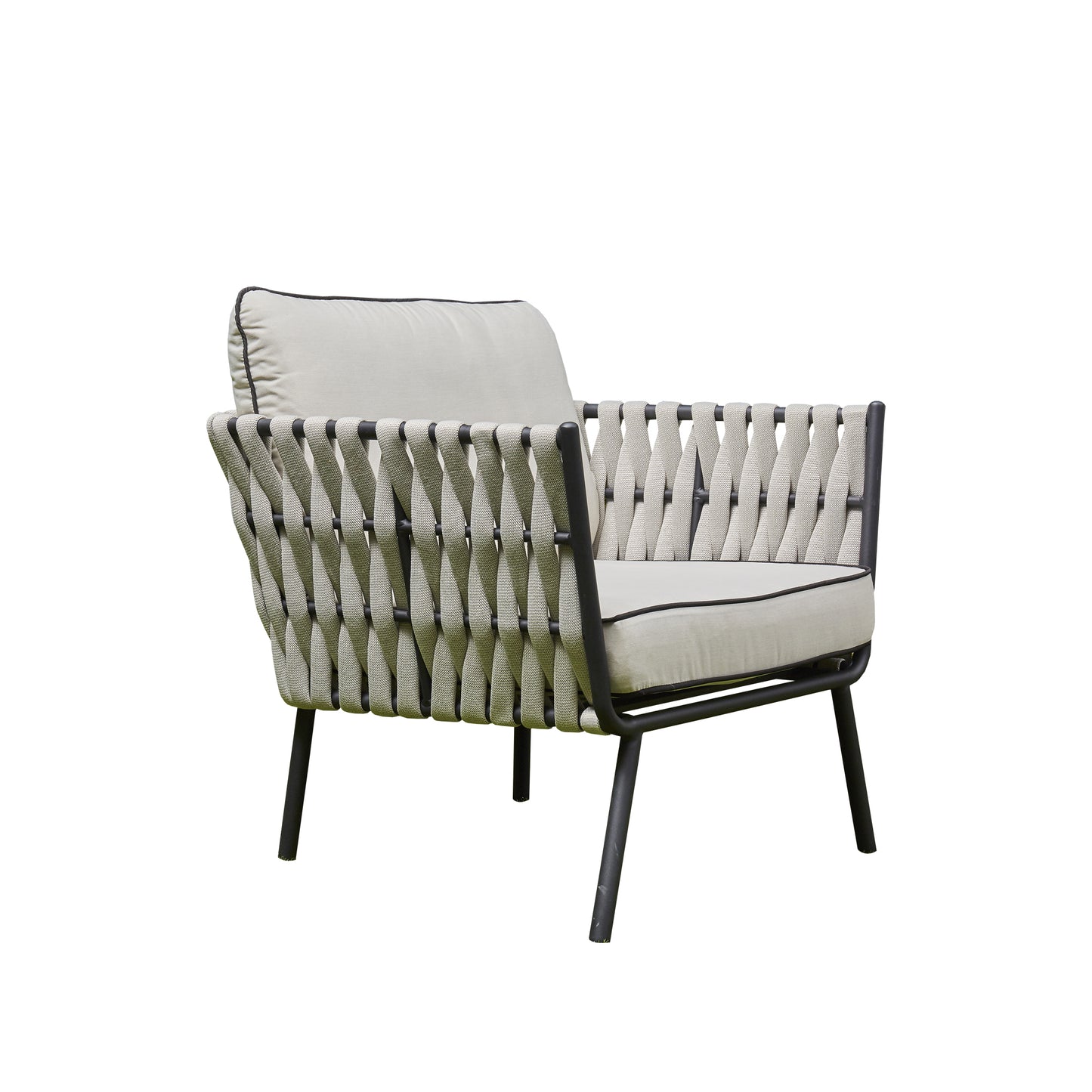 2026 Pinoso Aluminium & Rope Lounge Outdoor Garden Set Cream Beige with table