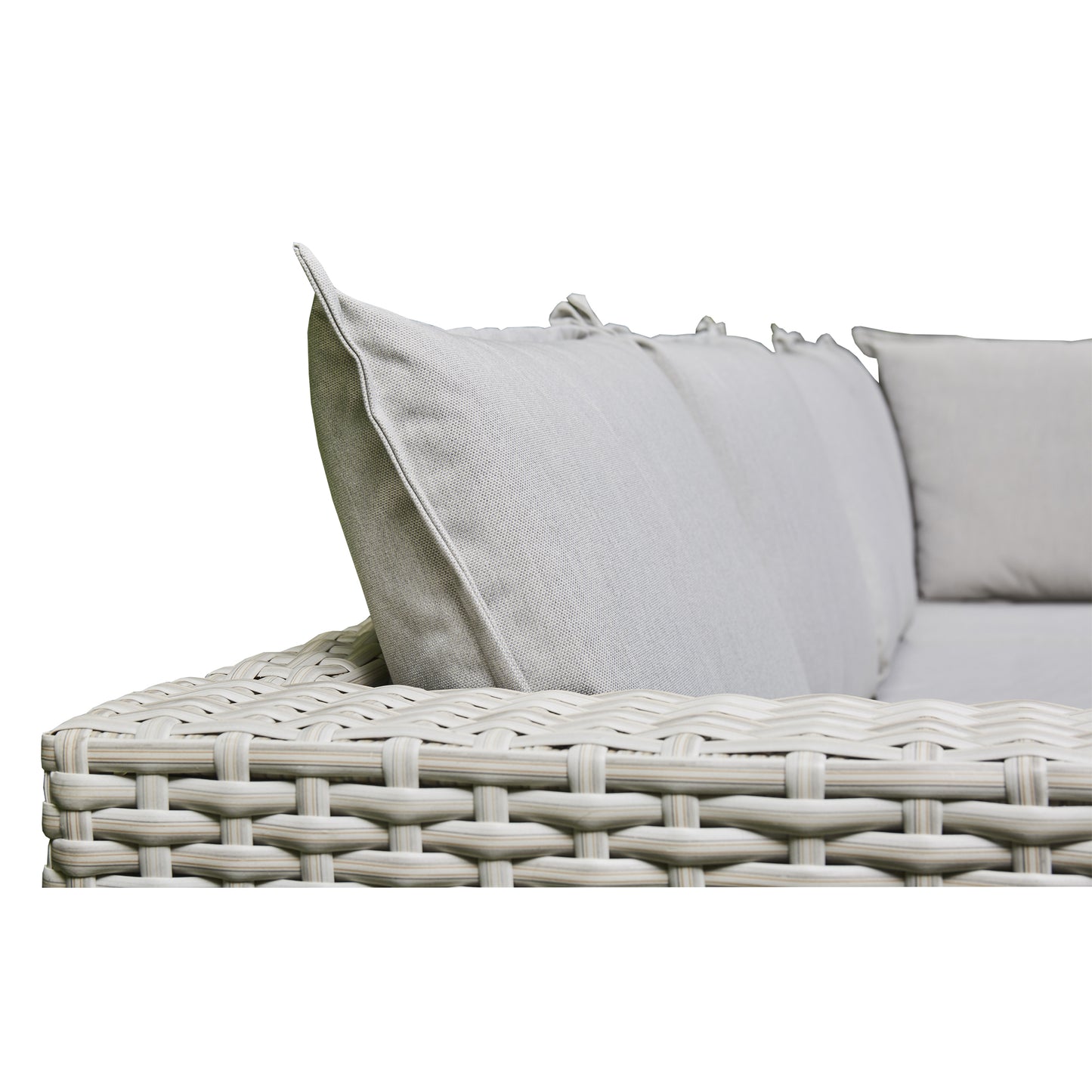 Barcelona 9-Seater Grey / Cream L-Shaped Luxury Rattan Patio Set with Fire Pit Table