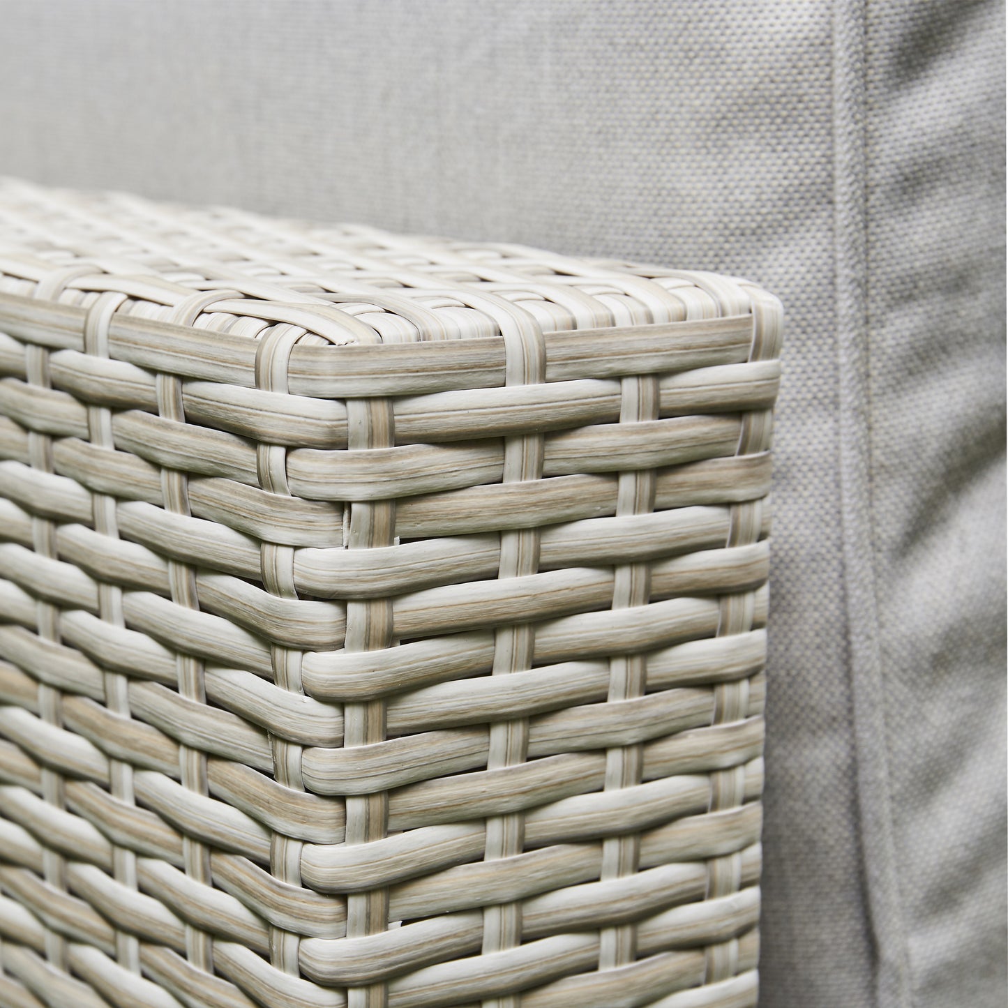 Barcelona 9-Seater Grey / Cream L-Shaped Luxury Rattan Patio Set with Fire Pit Table
