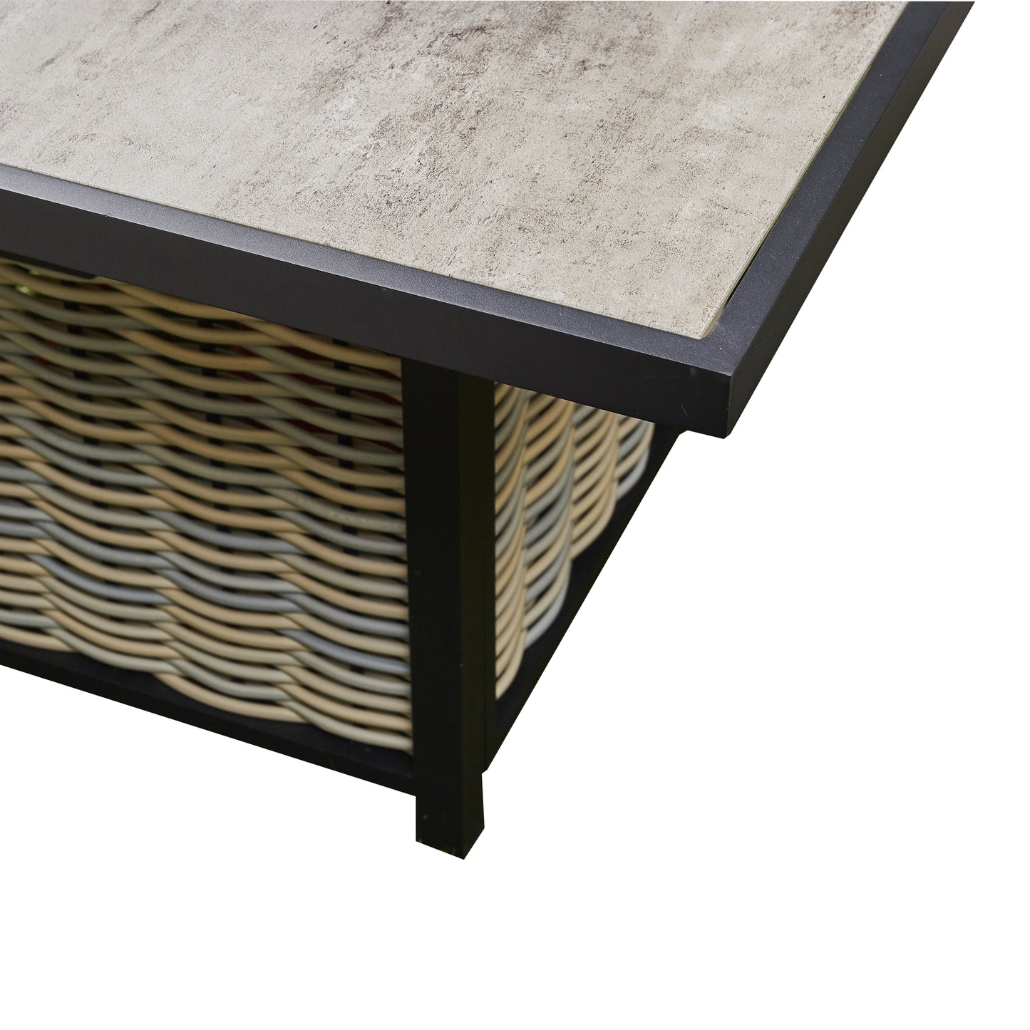 2026 Valencia Aluminium L Shape Garden Dining Set with Fire Pit