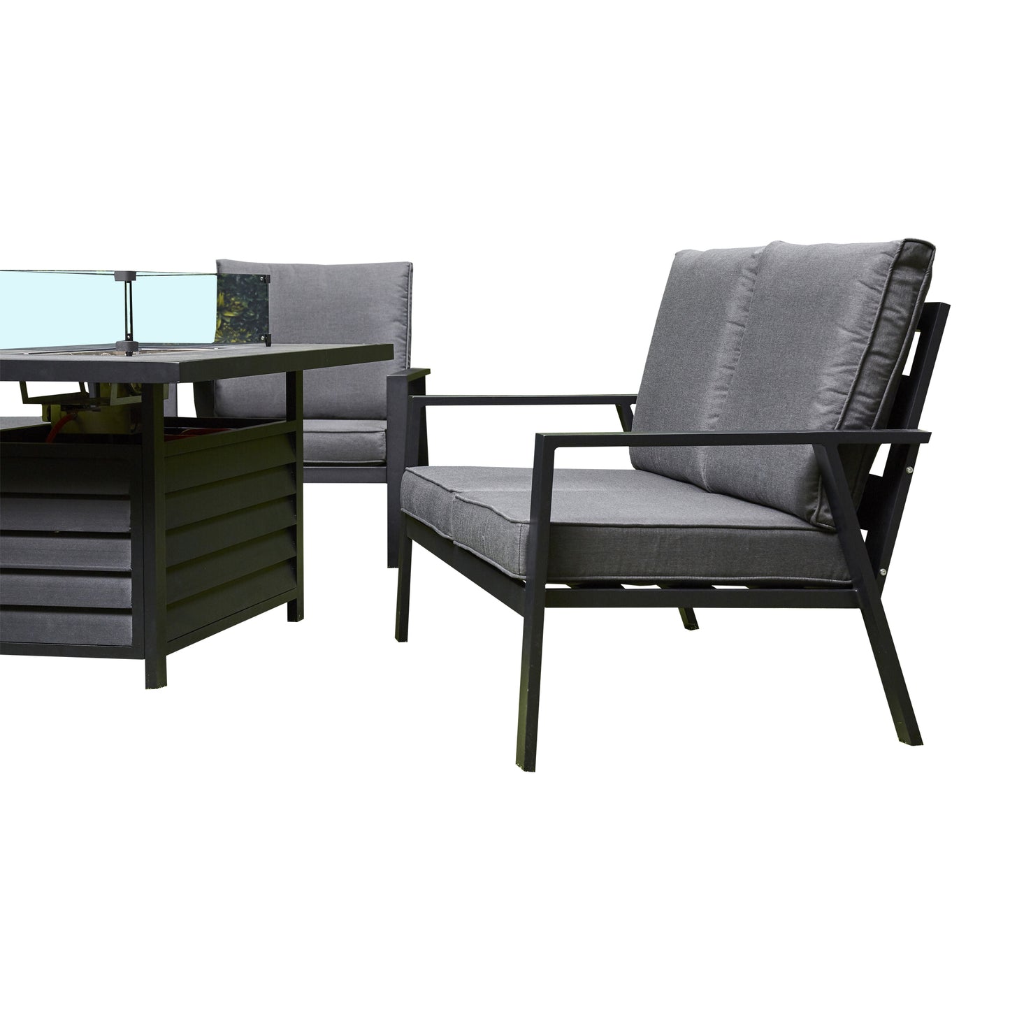 2026 Alicante Grey Aluminium Fire-Pit Sofa Dining Set