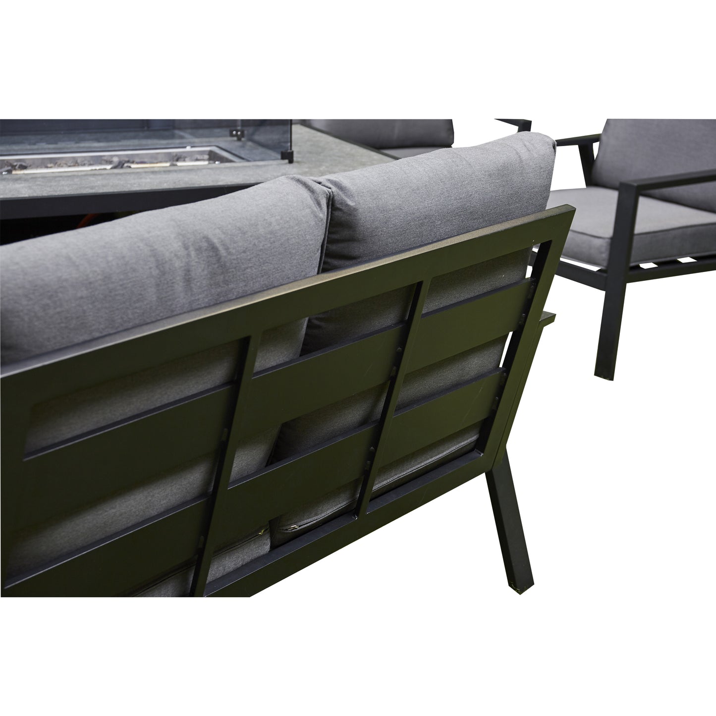 2026 Alicante Grey Aluminium Fire-Pit Sofa Dining Set