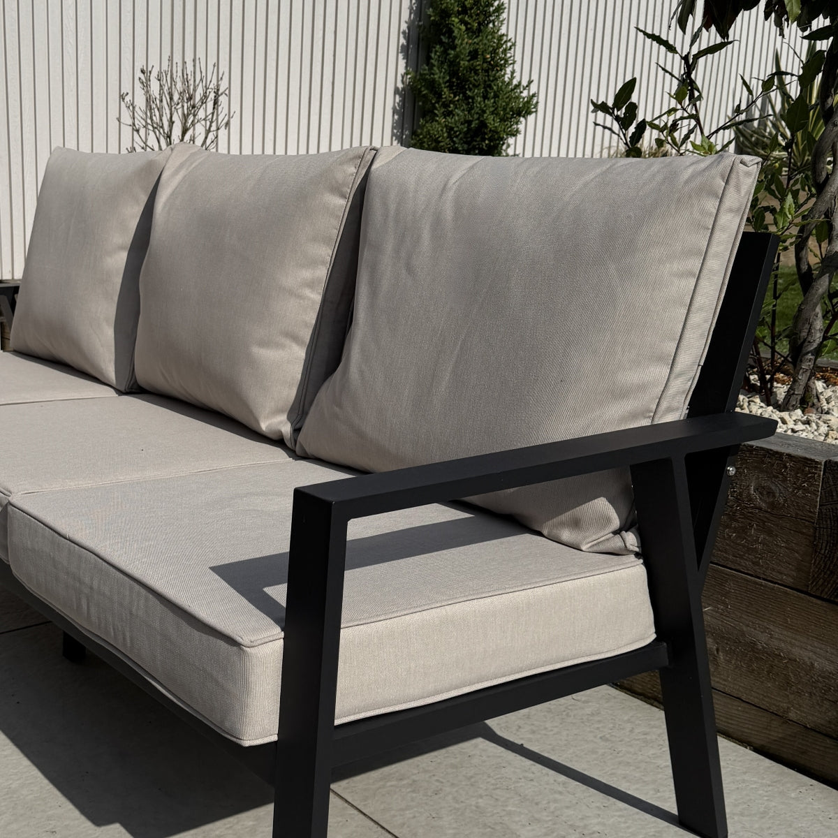 2026 Alicante Beige Aluminium Fire-Pit Sofa Dining Set