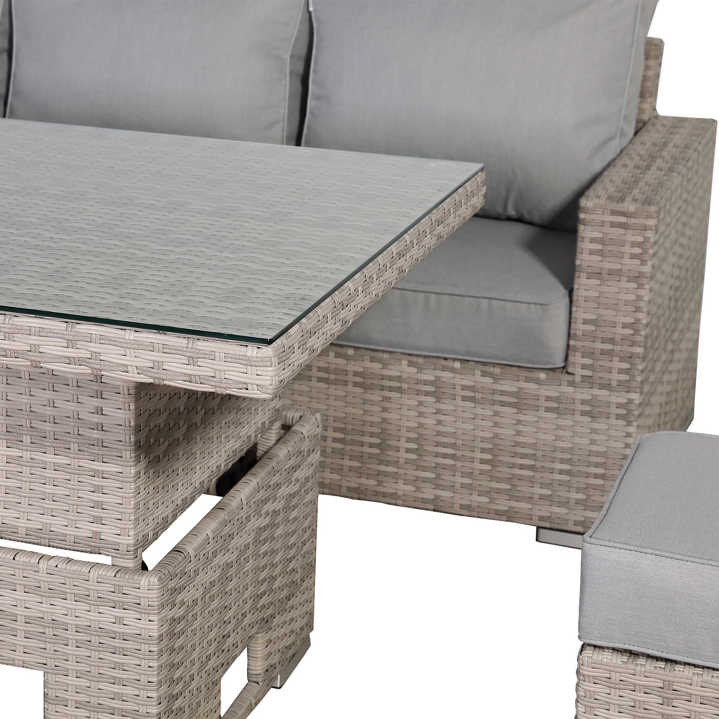 2026 Calpe Corner L Shape Rise & Fall Table Dining Set Grey