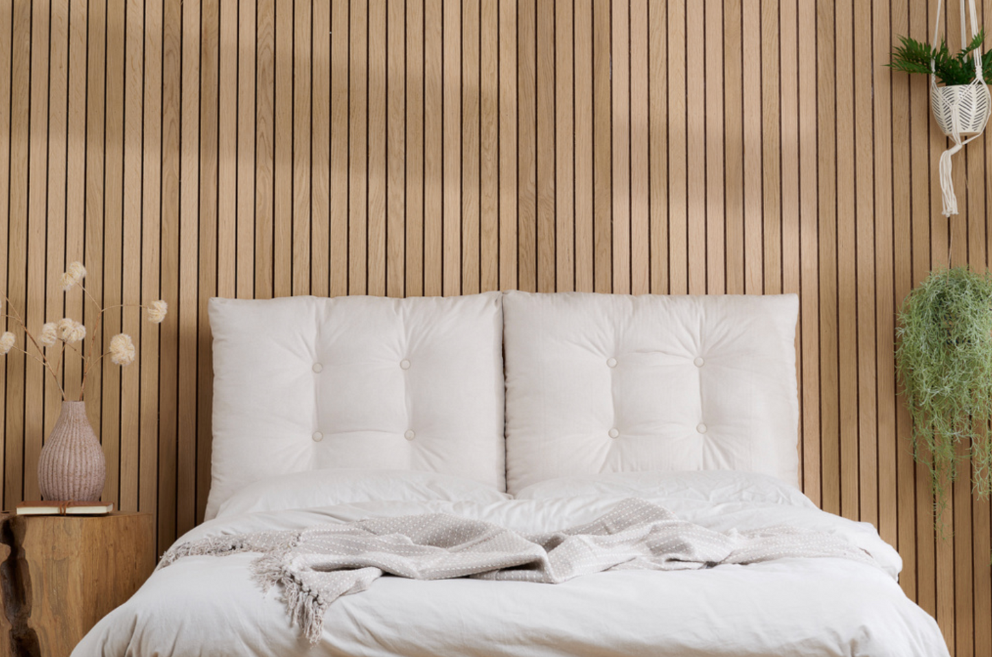 Ander Oak Bed Frame with a Pillow Backed Headboard - UK Double & King