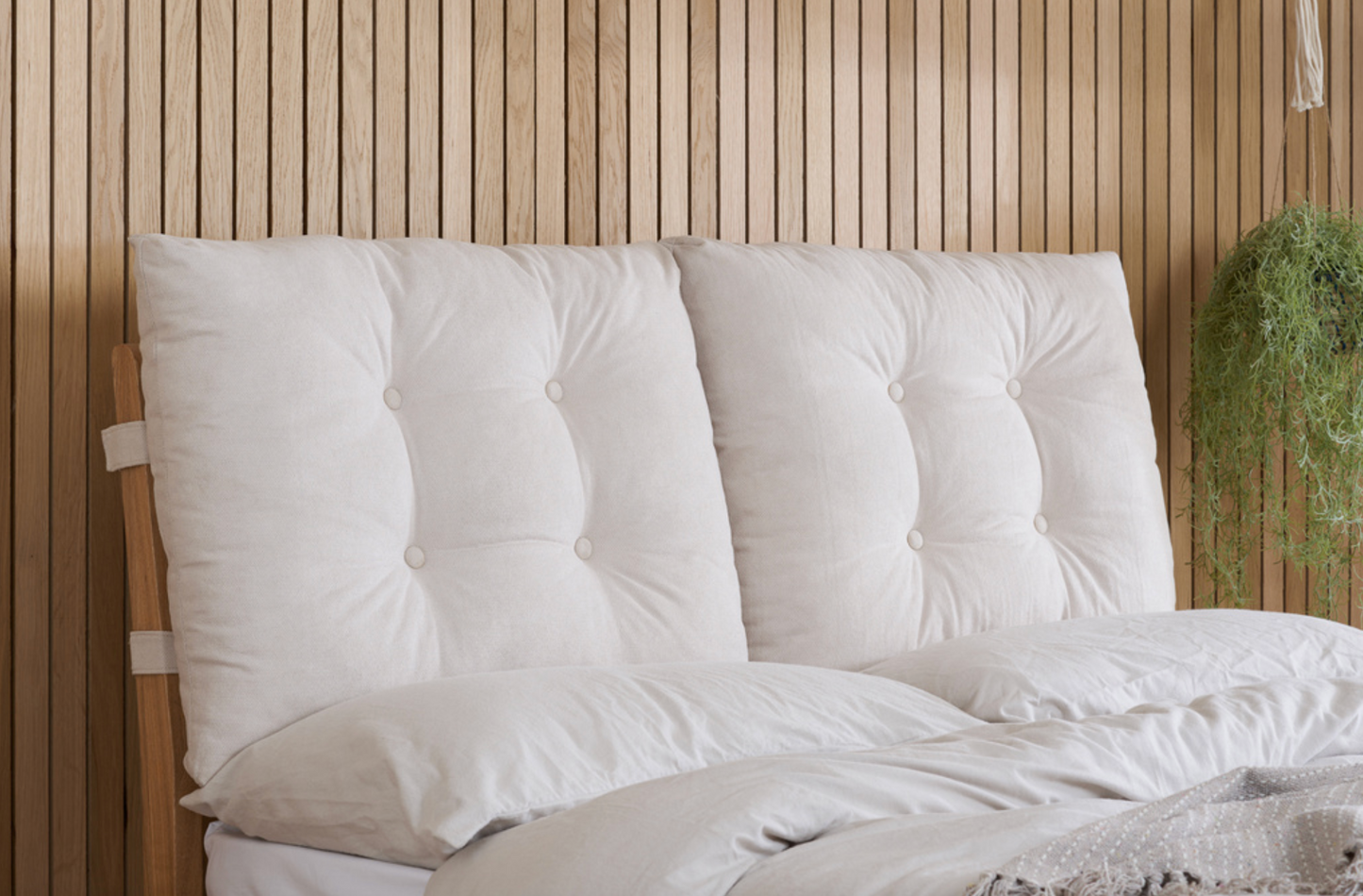 Ander Oak Bed Frame with a Pillow Backed Headboard - UK Double & King