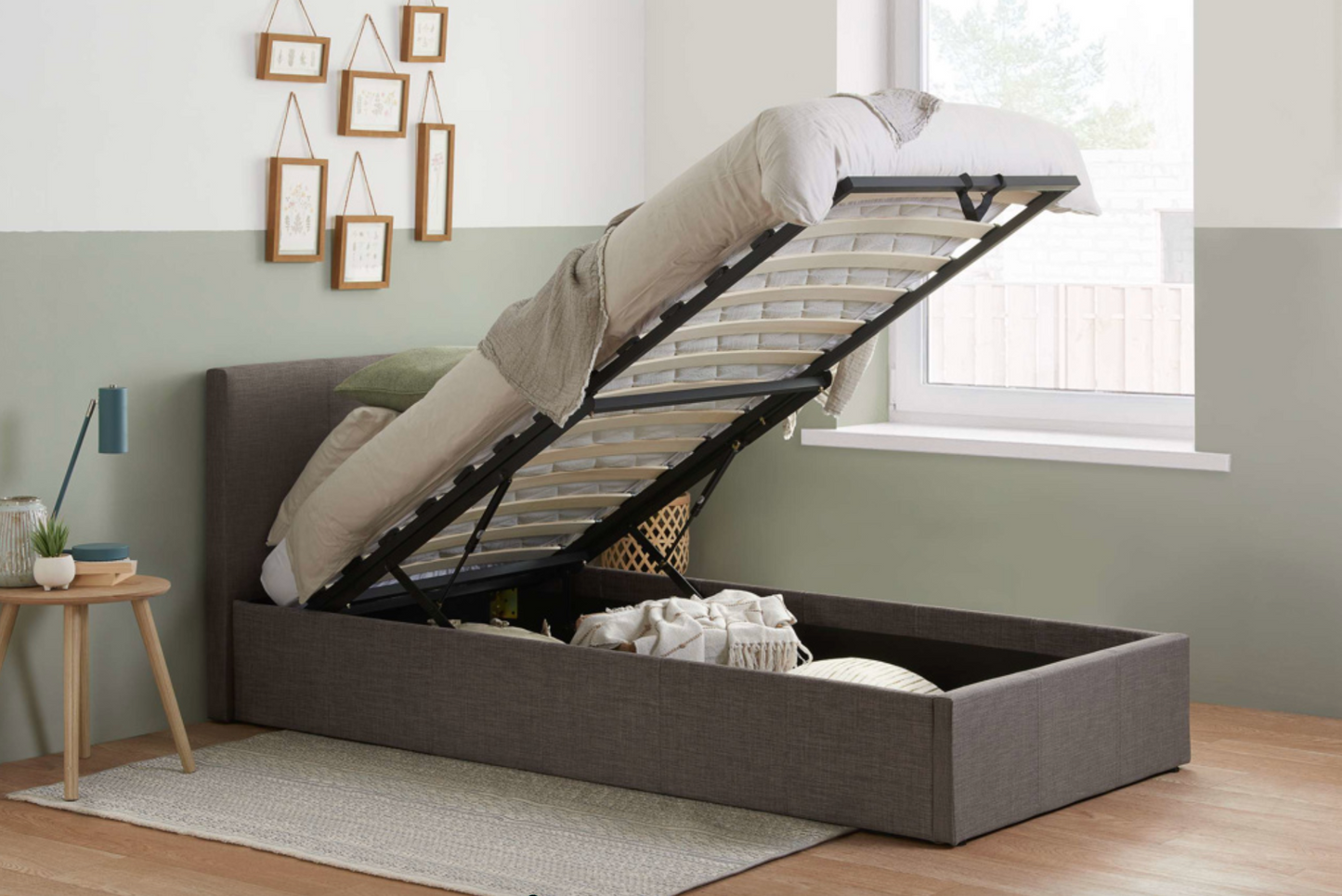 2026 Berlin Fabric Ottoman Storage Bed - UK Single