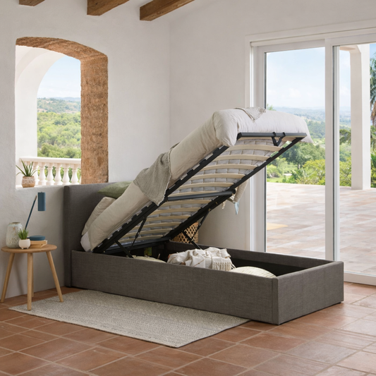 2026 Berlin Fabric Ottoman Storage Bed - UK Single